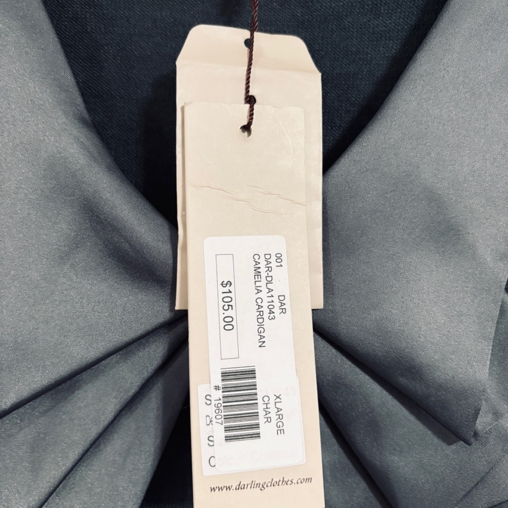 Darling for Anthropologie Wool Blend Pleated Bow Collar Cardigan, “Medium” - Picture 3 of 7